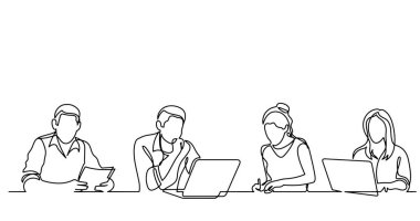 ofis çalışanları iş toplantısında, sürekli çizgi çizme