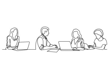 ofis çalışanları iş toplantısında, sürekli çizgi çizme