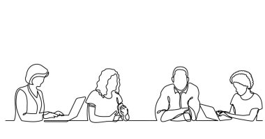 ofis çalışanları iş toplantısında, sürekli çizgi çizme