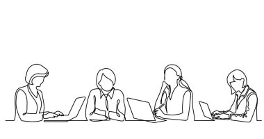 ofis çalışanları iş toplantısında, sürekli çizgi çizme