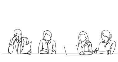 ofis çalışanları iş toplantısında, sürekli çizgi çizme