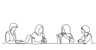 ofis çalışanları iş toplantısında, sürekli çizgi çizme