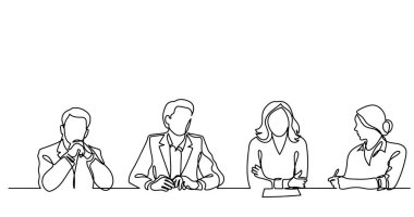 ofis çalışanları iş toplantısında, sürekli çizgi çizme