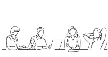 ofis çalışanları iş toplantısında, sürekli çizgi çizme