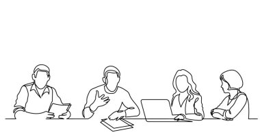 ofis çalışanları iş toplantısında, sürekli çizgi çizme