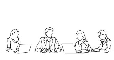 ofis çalışanları iş toplantısında, sürekli çizgi çizme