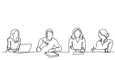 ofis çalışanları iş toplantısında, sürekli çizgi çizme