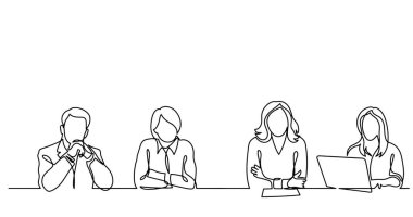 ofis çalışanları iş toplantısında, sürekli çizgi çizme