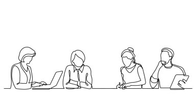 ofis çalışanları iş toplantısında, sürekli çizgi çizme