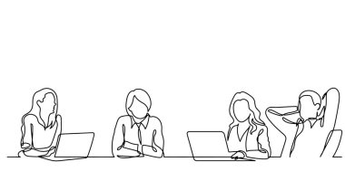 ofis çalışanları iş toplantısında, sürekli çizgi çizme