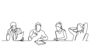 ofis çalışanları iş toplantısında, sürekli çizgi çizme