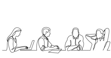 ofis çalışanları iş toplantısında, sürekli çizgi çizme