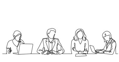 ofis çalışanları iş toplantısında, sürekli çizgi çizme