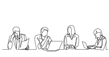 ofis çalışanları iş toplantısında, sürekli çizgi çizme