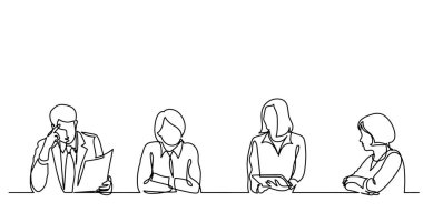 ofis çalışanları iş toplantısında, sürekli çizgi çizme