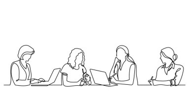 ofis çalışanları iş toplantısında, sürekli çizgi çizme