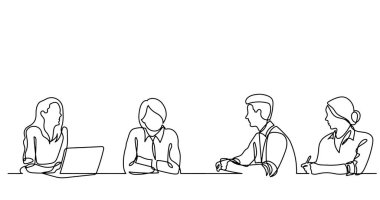 ofis çalışanları iş toplantısında, sürekli çizgi çizme