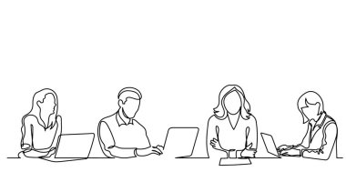 ofis çalışanları iş toplantısında, sürekli çizgi çizme