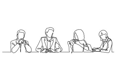 ofis çalışanları iş toplantısında, sürekli çizgi çizme