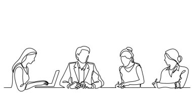 ofis çalışanları iş toplantısında, sürekli çizgi çizme