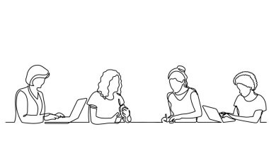 ofis çalışanları iş toplantısında, sürekli çizgi çizme