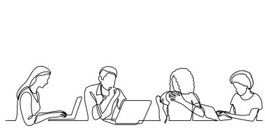 ofis çalışanları iş toplantısında, sürekli çizgi çizme