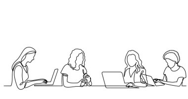 ofis çalışanları iş toplantısında, sürekli çizgi çizme