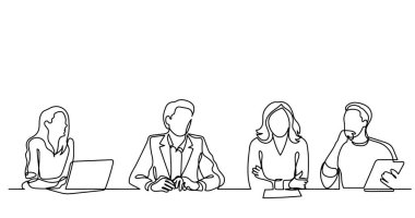 ofis çalışanları iş toplantısında, sürekli çizgi çizme