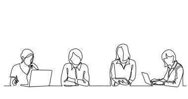 ofis çalışanları iş toplantısında, sürekli çizgi çizme