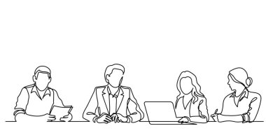 ofis çalışanları iş toplantısında, sürekli çizgi çizme