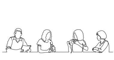 ofis çalışanları iş toplantısında, sürekli çizgi çizme