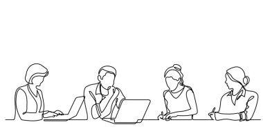 ofis çalışanları iş toplantısında, sürekli çizgi çizme