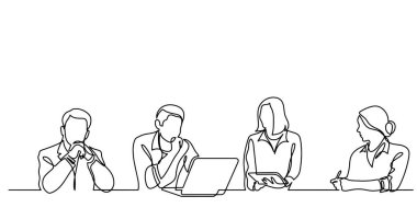 ofis çalışanları iş toplantısında, sürekli çizgi çizme