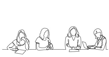 ofis çalışanları iş toplantısında, sürekli çizgi çizme