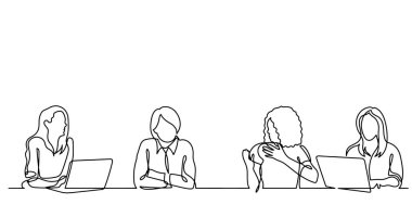 ofis çalışanları iş toplantısında, sürekli çizgi çizme