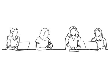 ofis çalışanları iş toplantısında, sürekli çizgi çizme