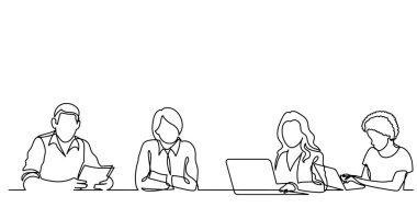 ofis çalışanları iş toplantısında, sürekli çizgi çizme