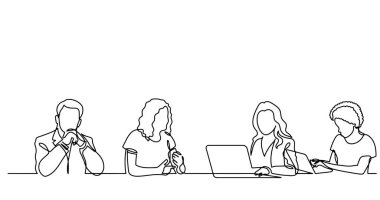 ofis çalışanları iş toplantısında, sürekli çizgi çizme