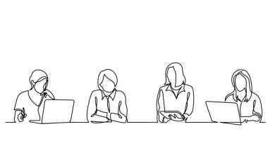 ofis çalışanları iş toplantısında, sürekli çizgi çizme