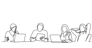 ofis çalışanları iş toplantısında, sürekli çizgi çizme