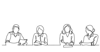 ofis çalışanları iş toplantısında, sürekli çizgi çizme