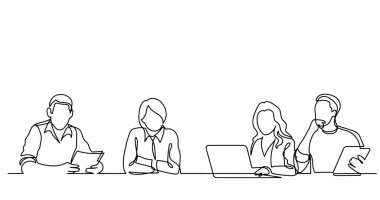 ofis çalışanları iş toplantısında, sürekli çizgi çizme