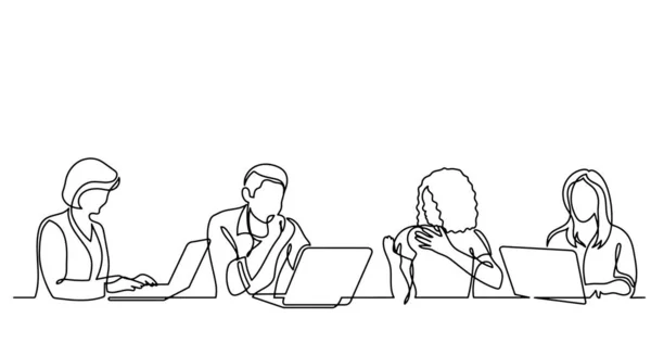 Ofis Çalışanları Toplantısında Sürekli Çizgi Çizme — Stok Vektör
