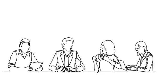 商务会议上办公室工作人员的连续线图 — 图库矢量图片