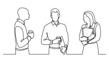 İş adamlarının sürekli iş çizimlerinin vektör çizimi iş görevleri hakkında konuşuyor