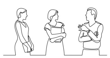 İş adamlarının sürekli iş çizimlerinin vektör çizimi iş görevleri hakkında konuşuyor