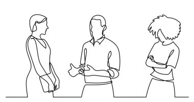 İş adamlarının sürekli iş çizimlerinin vektör çizimi iş görevleri hakkında konuşuyor