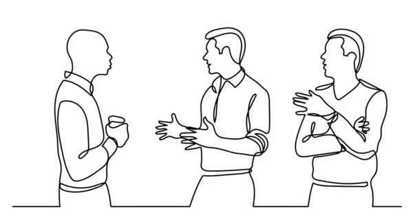 Vector Illustration Continuous Line Drawing Business People Standing Talking Work — Stock Vector
