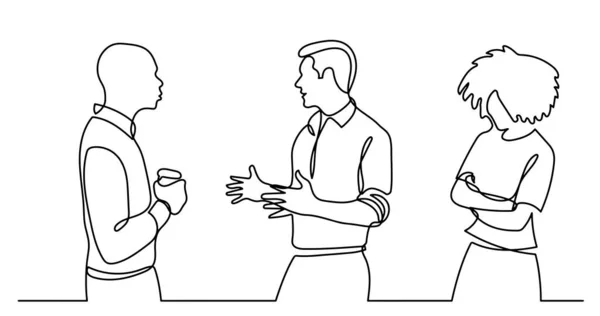 仕事の話をしているビジネスマンの連続線画のベクトル図 — ストックベクタ