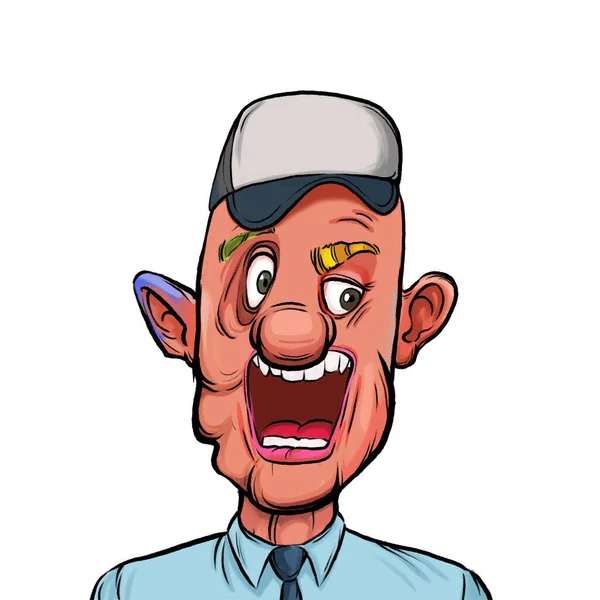 Caricatura Humorístico Handdrawn Ilustração Imaginário Cartoon Pessoa Com Engraçado Rosto — Fotografia de Stock